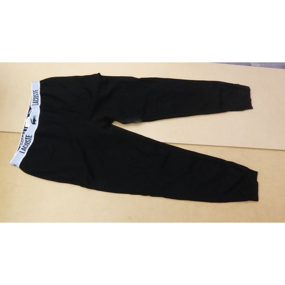 Lacoste Loungewear Pants Mens M Black Logo Waistband Tapered Joggers 3H9911